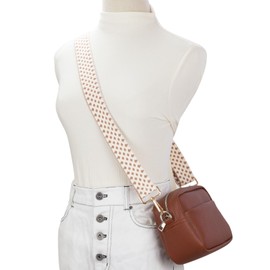 ZANQANO Purse Strap Replacement Crossbody Bag Women Wide Adjustable Jacquard Woven Handbag Straps (Dot Pink,Gold hardware)