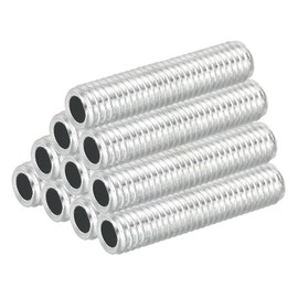 PATIKIL M8 Thread Carbon Steel Lamp Pipe, 10 Set 35 mm/1.38" Hollow Tube Thread Adapter Fasteners Hardware for Lamp Lights Chandelier Ceiling Light DIY, White Zinc Plating