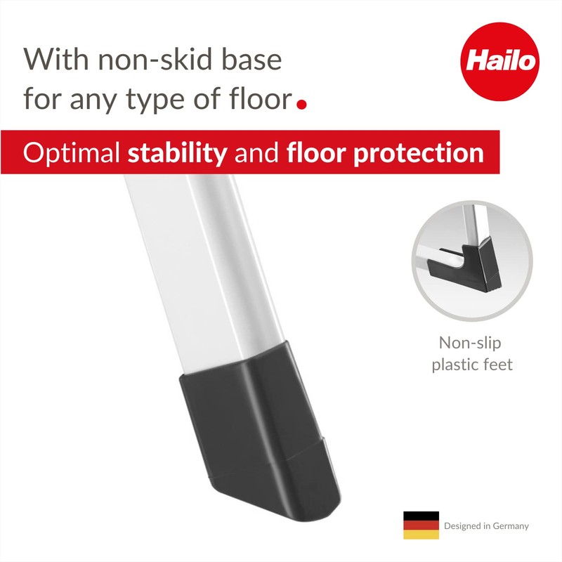 Hailo Safety Plus | Steel Folding Stepladder | Three Large