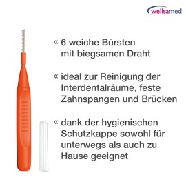 wellsamed Travelbrush Pack of 6 Interdental Brushes, ISO 2: 0.5 mm, Brush Size: 1.9 mm/xxx-fine, for effective cleaning of interdental spaces