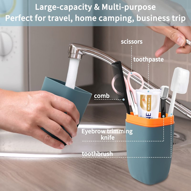 GQZ Travel Toothbrush Container Case, Portable Toothbrush Holder, High-Capacity Multifunction