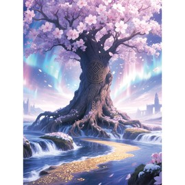 DIY 5D Diamond Painting Kits for Adults, Diamond Art Sacred Tree Diamond Painting Full Drill Crystal Craft Kits for Home Wall Decor Gifts, 12x16 Inch