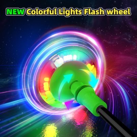 Credmate Ankle Skip Ball for Kids, Foldable Skip Ball with Colorful Flash Wheel, Indoor & Outside Game Toys, Christmas Birthday Gifts Toys for Girls and Boys Age 4 5 6 7 8 9 10 Years Old - Green