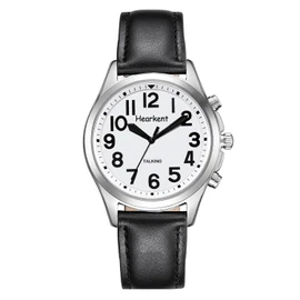 Hearkent Talking Watch for Seniors Women, Women's Wrist Watches with Jumbo Numbers, Loud Clear English Speaking Watch for Blind Visually Impaired or Elderly (Black)