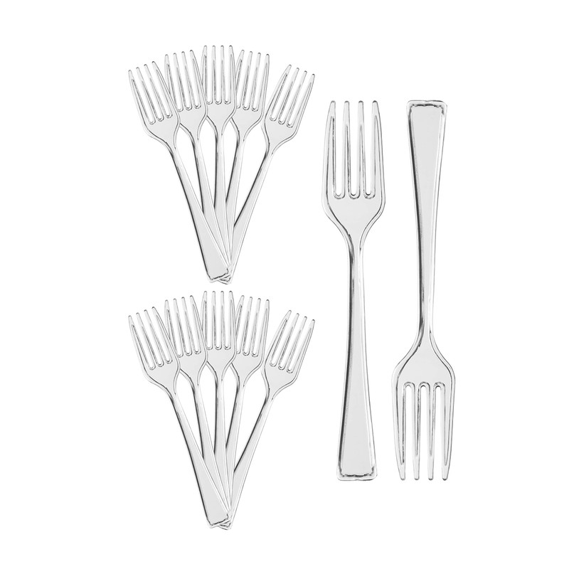 Exquisite Plastic Mini Forks, Clear, 96 Count
