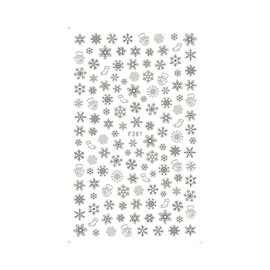 Generic Christmas Winter New Year Snowflake Snowman Stocking 3D Nail Sticker F281 Silver Nail Wraps Stickers Manicure Supplies for Women Nails Full Long Lasting Easy Apply and Remove