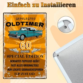 60 Schild Geburtstag, Geschenke für den 60 Geburtstag Mann, lustiges Schild 60 Geburtstag Deko für Garage, Werkstatt, Männerhöhle, Wohnzimmer, 30×20cm