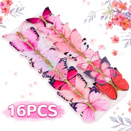 DEEKA Butterfly Hair Clips Small Realistic Colorful Handmade 90s Hair Clips Barrette Hair Accessories for Women and Girls -Pink