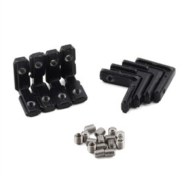 PZRT 8-Pack Black T Slot L-Shape Corner Bracket, 90 Degree Aluminum Profile Interior Joint - with M5 Screws,Suitable for 6mm Slot 2020 Series Aluminum Extrusion Profile