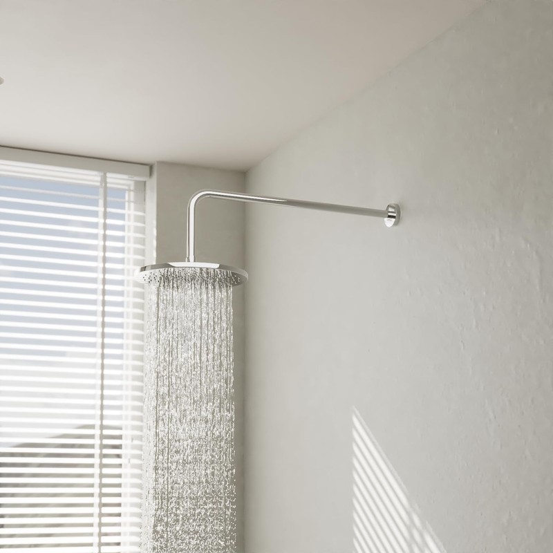 Naiture L Shaped, Corner Shower Head Extension Arm with Flange,