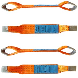 Set of 4 Professional Cross Straps for Lashing Strap 50 mm Orange / Car Transport Belt / Lashing Strap Wheel Lock Double Loops Lashing Loops Car Transport