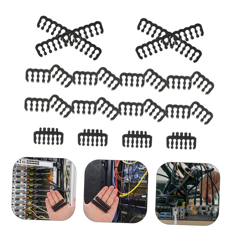 FELTECHELECTR 24pcs Power Cord Organiser Wire Comb Cable Management Hide