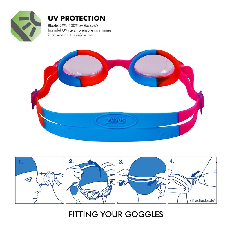 Zoggs Unisex-Youth Bondi Junior Goggles, Pink/Orange/Blue/Tint, One Size