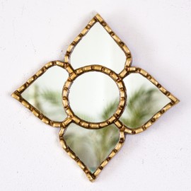 Handmade Diamond mirror on the wall home room decor - Peruvian Painted glass mirror wall art decor - Decorative mirror wall living room (Gold)