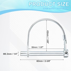 PATIKIL Trailer Coupler Pin 1/4x2-3/8, 8 Pcs Wire Lock Pin Safety Shaft Locking Pin Round Pto Pins for Farm Trailers Lawn Hitches Garden Tractor Kayak Boat (6.3 x 60 Mm)