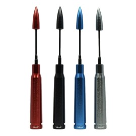 VMS RACING Anti-Theft Retractable Red 50 Caliber Silver Bullet Stubby Antenna For Toyota