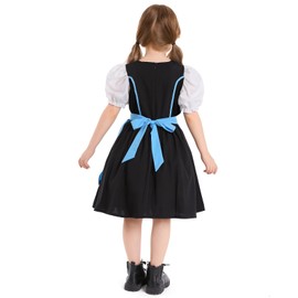 IBTOM CASTLE Oktoberfest Dress Kids Girls German Oktoberfest Costume Traditional Bavarian Beer Carnival Fraulein Cosplay Dress Outfit Pink Plaid Top Swing Pageant Dress Blue+black 4-6 Years