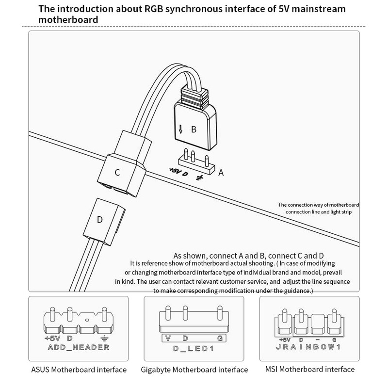 Barrow 5V Aurora Motherboard to LED Adapter Cable
