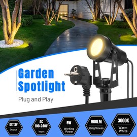 LAMPELIP Garden Spotlight LED Outdoor Waterproof White Pack of 4