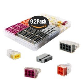 CESFONJER Plug-in terminals (92 pieces), 40 x 2-pin, 20 x 4-pin, 10 x 6-pin, 10 x 8-pin, 12 x 1-pin connection terminal series set, assortment in practical transparent box