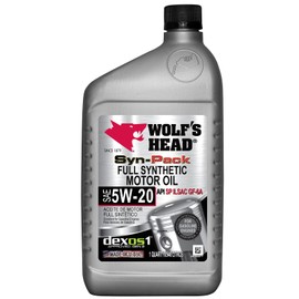 Wolf's Head dexos1 Full Synthetic 5W-20 Motor Oil (836-95646-56) 1 Quart Bottle, Pack of 12 | Made in USA