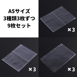 [Donaly] A5 A6 Clear File Binder Holder, Mini, 6 Holes, Bromide Case, System, Notebook, Refill, Glitter Included, Korean Decoration, Zipper Included (A5 Refill, 3 Types, Set of 9)