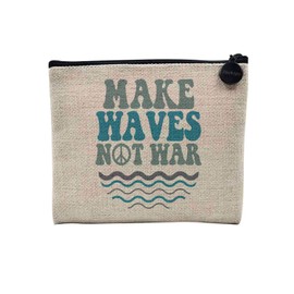 Tasche aus Leinen – Kollektion Hippie Bohème Boho Kultur Illustration Zeichnung Fänger Esoterique – Kosmetiktasche aus Leinen in Leinenoptik – Kulturbeutel – Geldbörse, Make Waves, 15 x 10 cm,