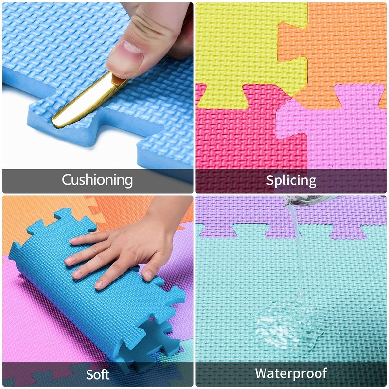 qqpp EVA Rubber 18 Tiles Interlocking Puzzle Foam Floor Mats