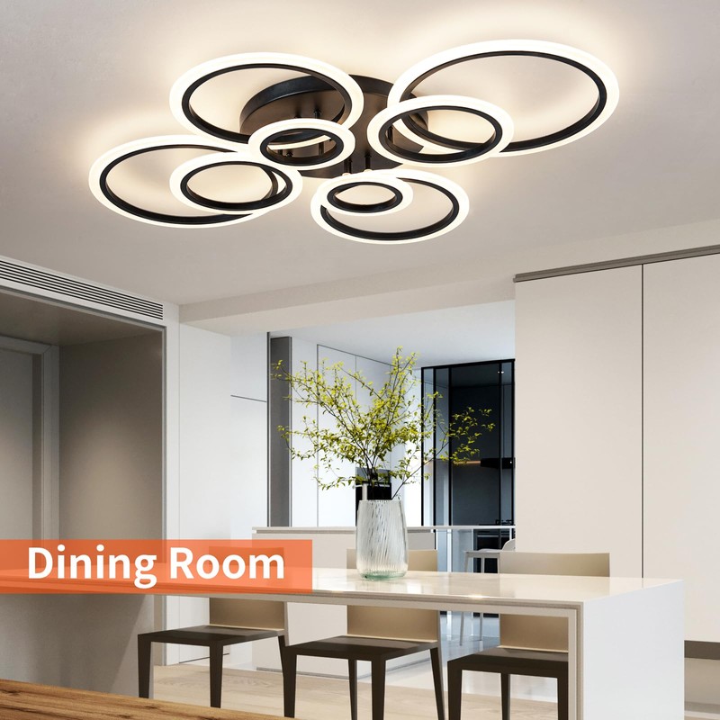 Shine LUEST Modern Ceiling Light, 41.3'' Dimmable LED Black Flush