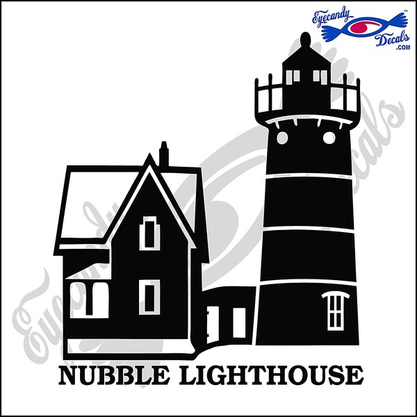 Eyecandy Decals NUBBLE Maine with Name Lighthouse 6 INCH Decal Black