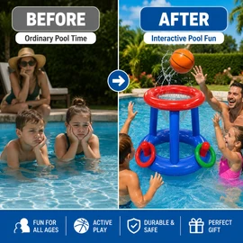 Inflatable Pool Basketball Hoop for Water Games – Floating PVC Hoop Toy for Kids, Families & Summer Parties