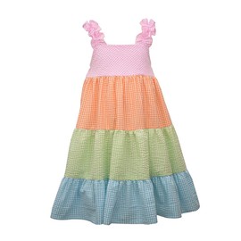 Bonnie Jean Girl's Sundress - Seersucker Dress for Baby, Toddler, Little and Big Girls - Multicolored Tiered, 3T