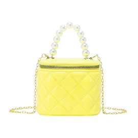 KOLKOL Girls Wallet, Mini Jelly Purse for Women, Shoulder Bags with Pearl Handle and Gold Chain-Crossbody Handbags-Box bag