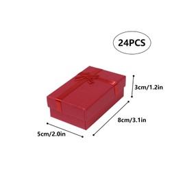 24 Pack Jewellery Gift Boxes Bulk, Small Gift Boxes with Lids and Bowknot for Jewellery, Ring Earring Necklace Gift Boxes 8× 5× 3cm, Red