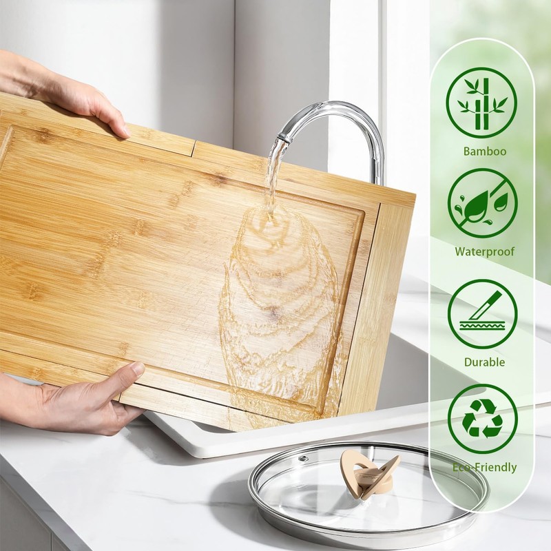 Bamboo Expandable Over The Sink Cutting Board with Juice Groove
