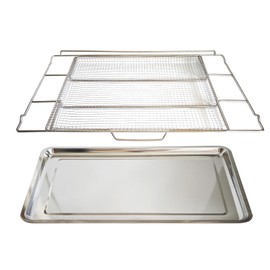 Upgraded Air Fry Tray, Compatible with Frigidaire 30" Ranges and Wall Ovens, Stainless Steel, Air Fry Basket & Oven Rack & Drip Pan, 25"L x 16"W x 1.75"H