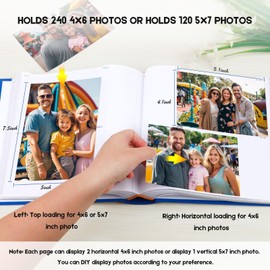 Aevdor 4x6 Photo Album with Writing Space Holds 240 4x6 Photos or 120 5x7 Photos, Linen Cover Acid Free Pages 4x6 Photo Book, Photo Album 4x6 5x7 with Memo for Family Wedding Baby Kid Pictures, Blue