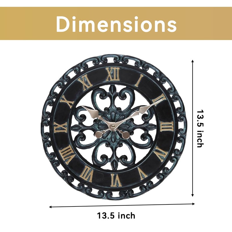 Lily's Home Hanging Verdigris Wall Dial Thermometer, Ideal for Indoor