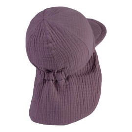 Sterntaler Schirmmütze mit Nackenschutz Musselin mit Bindeband aus Baumwolle - Schirmmütze Mädchen mit Nackenschutz schützt den Kopf vor der Sonne - Sonnenkappe Baby UV 50+ - pastellviolett, 45