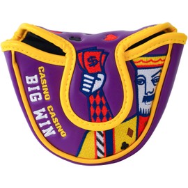 Big Teeth Big Win Putter Cover, Golf Mallet Putter Headcover Magnetic, Heel Mallet Putter Golf Head Cover,Golf Head Covers Golf Club Protector for Men, Casino Poker Golf Club Head Covers Purple