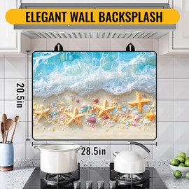 Stove Top Cover for Electric Stove,Glass Stove Top Cover, Heat Resistant Glass Cooktop Cover, Stovetop Protector, Kitchen Decor, Dish Drying Mats Cover for Ceramic Washer Top 28.5x20.5 inch