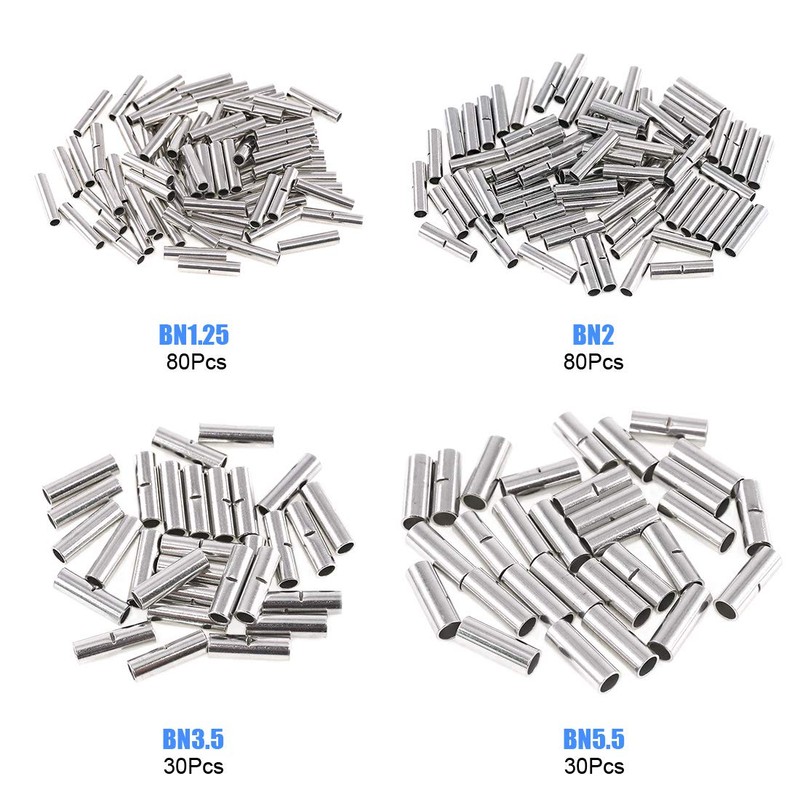 Glarks 220Pcs Non-Insulated Butt Connectors Assortment Kit, 22-16/16-14/14-12/12-10 AWG Gauge