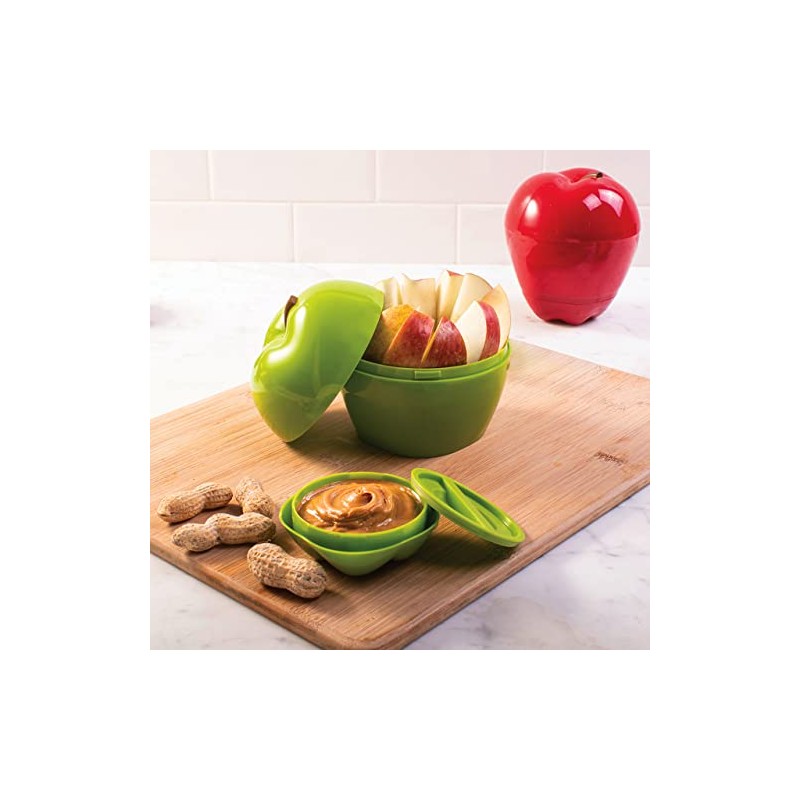 Hutzler Apple & Dip To-Go Lunch Snack Storage Container, Green