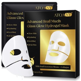 Advanced Snail Mucin Collagen Face Mask 6PCS,Glass Glow Hydrogel Face Masks Skincare, Travel Essentials, Overnight Soothing & Hydrating Face Mask, Korean Skin Care
