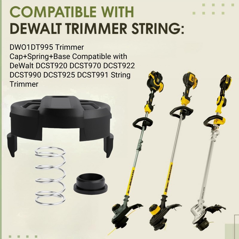 Kaberalty DWO1DT995 Replacement Trimmer Head Cap+Spring+Base Compatible with Dewalt DCST920