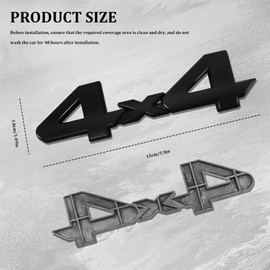 QZTYTY 4x4 Emblem Sticker, Metal Car Emblems, 3D Fender Badge Decal Car Sticker, Universal 4X4 Emblem Badge 3D Logo Car Exterior Accessories Fit for SUVs Trucks Pickups (4X4, Black)