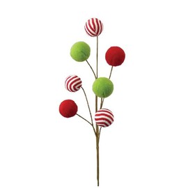 Red, Green and White Felt Peppermint Ball Spray (26" Tall), Holiday Decorating, Floral Arrangement, Christmas Tree Ornaments, Tree Topper