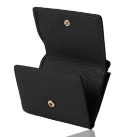 PURCHIC Mini Wallet, Trifold Wallet, Women's, Genuine Leather, Compact, Lightweight, Coin Purse, Prevents Skimming, Black