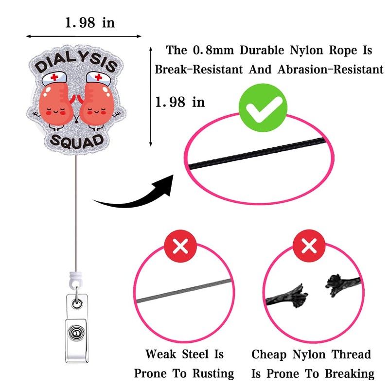 Dialysis Squad Kidney Badge Reel Retractable Accessories for Work Urine