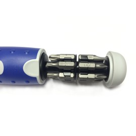 Berner Megapro Screwdriver with Bit Storage in the Handle Includes 12 Bits Round Blade with Long Design Magnetic Bit Torx Screwdriver Bit Set